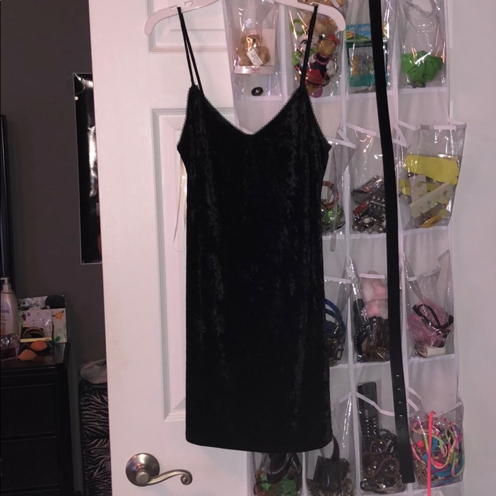 Velvet black mini dress